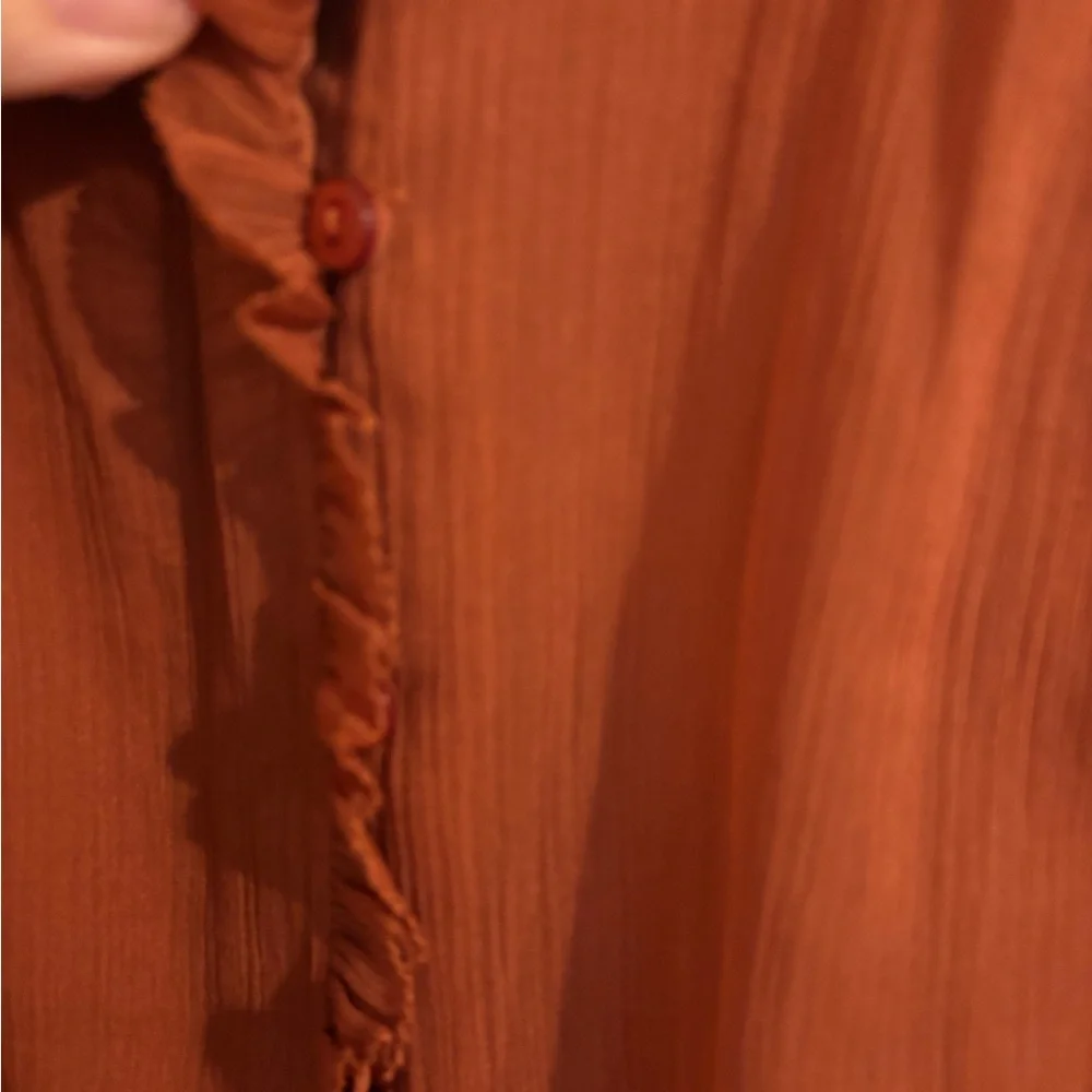 Women's Ruffled Blouse - Rust - Picture 7 of 12